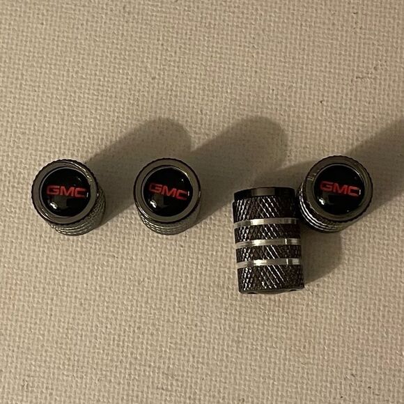 GMC Logo valve Stem caps in Gray set of 4 NWT - Picture 1 of 5